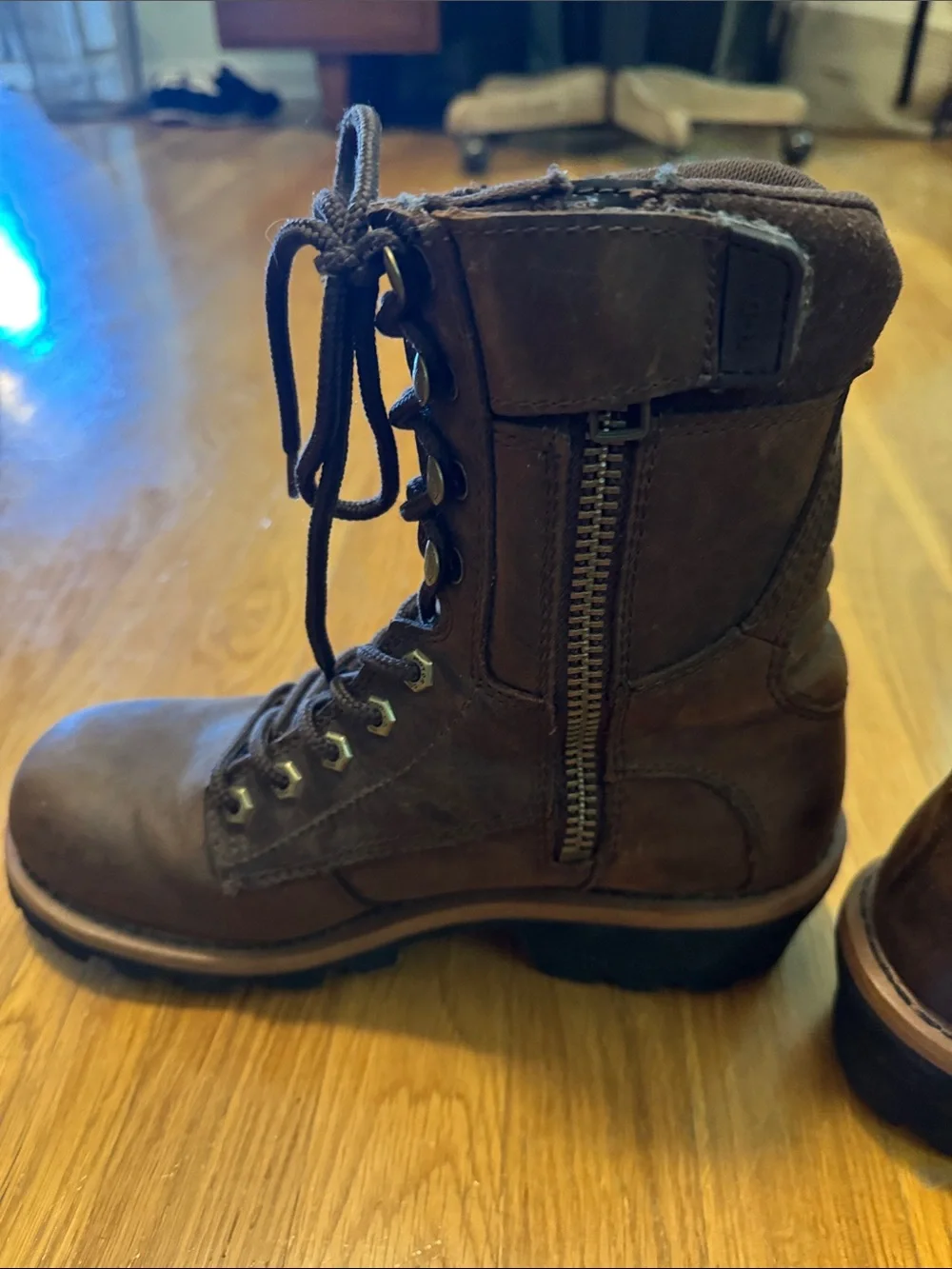 Harley-Davidson Men's Dark Brown Leather Lace-Up Work Boots